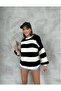 Dier Moda Women's Thick Striped Oversize Sweater - 4