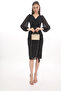 Bronze Color Fabric Patterned Women's Evening Dress Clutch Portfolio Bag - 6