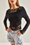 Women's Black Lace Detailed Blouse 60121018 - 3