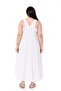 Large Size White Balloon Dress with Window Detail and Straps - 3