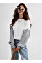 Colored Thessaloniki Knit Oversize White Women's Sweater Blouse with Sleeves - 3