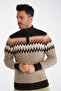 Men's Mink Stand Collar Zippered Hair Braided Jacquard Patterned Knitwear Wool Sweater Trist-5323