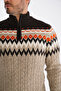 Men's Mink Stand Collar Zippered Hair Braided Jacquard Patterned Knitwear Wool Sweater Trist-5323 - 6