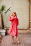 Pink Orange Back Tie Balloon Sleeve Dress - 8