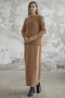 Strickkleid mit Bindedetail - Kamel - 4