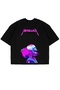 Metallica Neon Pink Printed Black Unisex Oversize T-Shirt