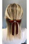 Velvet bow buckle with pearls ribbon automatic buckle - 2