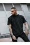 Black Plain Unprinted Trend Oversize T-shirt