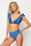 Blue High Waist Hipster Bikini Bottom TBESS21BA0387 - 2