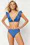 Blue High Waist Hipster Bikini Bottom TBESS21BA0387 - 3