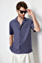 Indigo Relaxed Fit Apache Collar Shirt - TMNSS24GO00017 - 3
