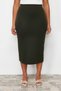 Khaki Pocket Detailed Midi 100% Cotton Knitted Skirt Tbbss24Az00000 - 4