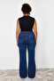 Mavi Yüksek Bel Comfort Dikiş Detaylı İspanyol Paça Flare Fit Jeans TBBSS24CJ00003 - 6