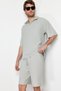 Limited Edition Stone Oversize/Wide Cut Textured Wrinkle-Free Ottoman Shorts Tmnss24Sr00037 - 3