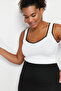 Ekru Çizgi Detaylı Kare Yaka Bodycon İnce Triko Bluz TBBSS24AF00052 - 3