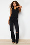 Black High Waist Wide Leg Jeans TWOSS24JE00254 - 2