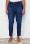 Dark Blue Stitching Detailed Stretchy Skinny Denim Jeans TBBSS24CJ00001 - 3