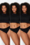 Black 3-Pack Cotton Brazilian Knitted Stretchy Plus Size Panties Tbbaw24Cm00010 - 3