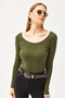 Women's Khaki Wide Collar Camisole Blouse Blz-19000722 - 4