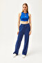 Women's Navy Blue Pocketed Soft Textured Modal Palazzo Sweatpants EŞF-00000068 - 5