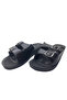 Women's Black Double Buckle Orthopedic Sole Daily Stylish Slippers - 6