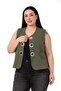 Large Size Khaki Vest with Big Eyelet Detail - 2
