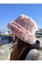 Fluffy Plush Hat Winter Faux Fur Heart Fluffy Bucket Hat - 6
