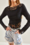 Women's Black Lace Detailed Blouse 60121018 - 4