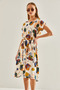 Women's Beige Multi Patterned Elastic Waist Dress 60101047 - 2