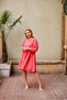 Pink Orange Back Tie Balloon Sleeve Dress
