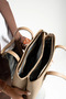 Women's Sand 2 Compartments 5 Compartments Embossed Printed Large Size Hand and Shoulder Bag234028MH - 2