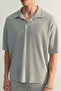 Taş Oversize/Geniş Kesim Dokulu Kırışmaz Ottoman Polo Yaka T-Shirt TMNSS23PO00020 - 5