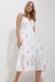 Women's Orange Strap Embroidered Lined Voile Fabric Dress ALC-X11644 - 4