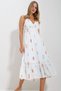 Women's Orange Strap Embroidered Lined Voile Fabric Dress ALC-X11644 - 2