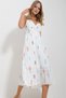 Women's Orange Strap Embroidered Lined Voile Fabric Dress ALC-X11644 - 3