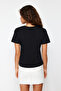 Black 100 Cotton Slogan Embroidered Regular Fit Knitted T-Shirt TWOSS24TS00097 - 6