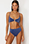 Saks Aksesuarlı Bralette Kaplı Regular Yüksek Bel Bikini Takımı TBESS24BT00073 - 5