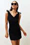 Black Mini Woven Tie-Up Beach Dress TBESS23EL00108 - 3