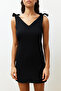 Black Mini Woven Tie-Up Beach Dress TBESS23EL00108 - 4