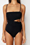 Siyah Cut Out Detaylı Straplez Kaplı Regular Mayo TBESS24MA00123 - 6
