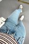 Mona Blue Snow wash Mom Jean Women Boyfriend High Waist Lycra Denim Pants - 3