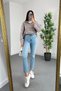 Mona Blue Snow wash Mom Jean Women Boyfriend High Waist Lycra Denim Pants - 2