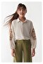 girl's cross stitch embroidered linen soft texture shirt - 2
