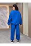 Unisex Los Angeles California Tracksuit Set Sweatshirt Jogger Sax Blue Printed Oversize Collar - 2