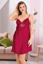 Red Lace Dressing Gown Embroidery Satin Nightgown Set - 4
