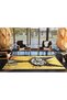 Yellow Themed Surrealist Design Cartoonist Cat Patterned Modern Decorative Carpet 3466 - 4