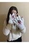 Handmade Flower Embroidered Fingers Cut Gloves - Fingerless Gloves - Gift Valentine's Day - 3
