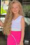 Girl's V-Neck Viscose Bodysuit and Zippered Fuchsia Skirt Set - 3
