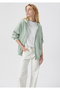 Hooded Back Printed Green Sweatshirt 1611885-71464 - 2