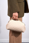 Beige Quilted Clutch Portfolio Bag